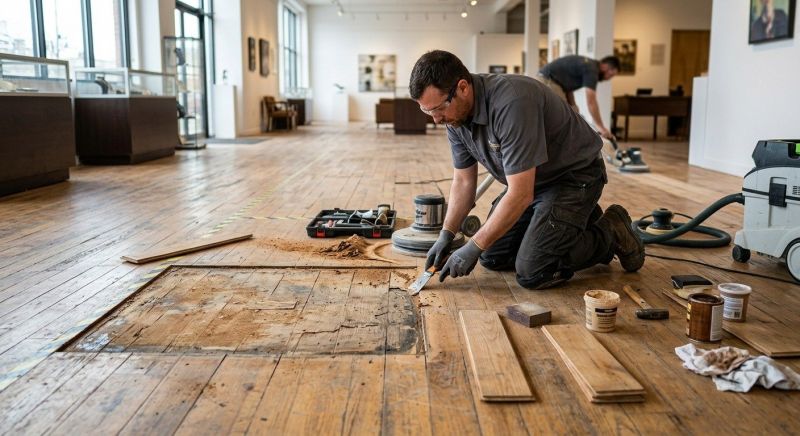 Our team working on Wood Floor Service projects in La Plata, MD